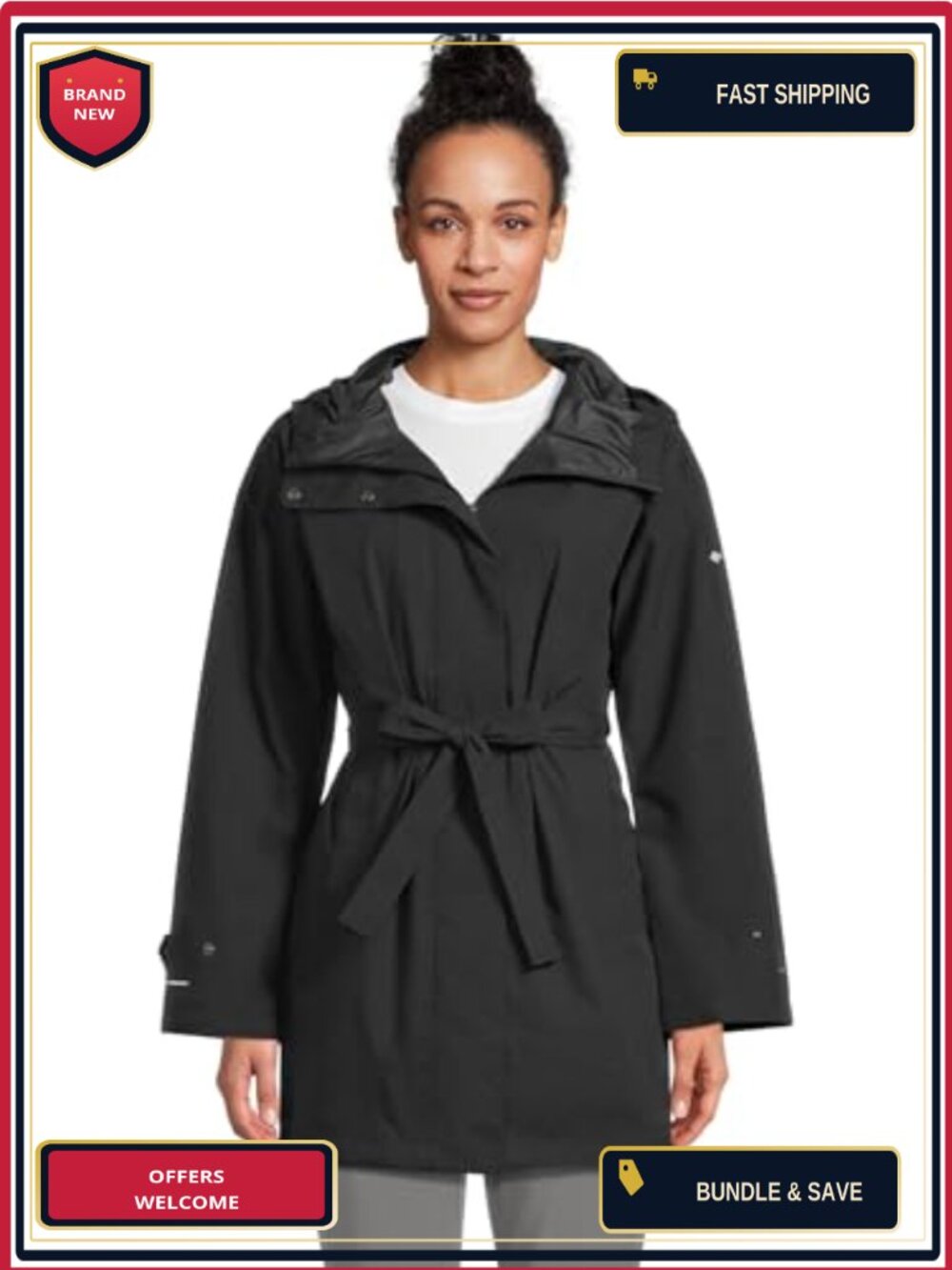 Waterproof Trench Coat with Removable Belt